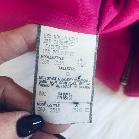 Mainbocher Sz 8 Cashmere Wool Hot Pink Zip Up Blazer Jacket - Picture 7 of 7
